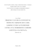 prikaz prve stranice dokumenta Prijemi u Zavod za intenzivnu medicinu tijekom 2019. i 2020. godine i utjecaj pandemije COVID-19 na morbiditet i ishode liječenja pacijenata