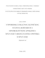 prikaz prve stranice dokumenta Usporedba lokalnog kliničkog statusa djece s opstruktivnom apnejom u spavanju s rezultatima upitnika o spavanju