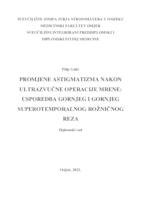 prikaz prve stranice dokumenta Promjene astigmatizma nakon ultrazvučne operacije mrene: usporedba gornjeg i gornjeg superotemporalnog rožničnog reza