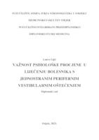 prikaz prve stranice dokumenta Važnost psihološke procjene u liječenju bolesnika s jednostranim perifernim vestibularnim oštećenjem