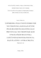 prikaz prve stranice dokumenta Usporedba pojavnosti febrilnih neutropenija kod različitih pegiliranih filgrastima kao prevencija neutropenije kod onkoloških bolesnika liječenih kemoterapijom na bazi platine i antraciklina