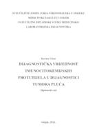 prikaz prve stranice dokumenta Dijagnostička vrijednost imunocitokemijskih protutjela u dijagnostici tumora pluća