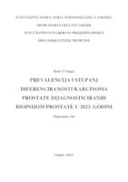 prikaz prve stranice dokumenta Prevalencija i stupanj diferenciranosti karcinoma prostate dijagnosticiranih biopsijom prostate u 2023. godini