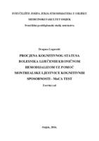 prikaz prve stranice dokumenta Procjena kognitivnog statusa bolesnika liječenih kroničnom hemodijalizom u KBC Osijek pomoću Montrealske ljestvice kognitivnih sposobnosti, MoCA test