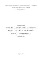 prikaz prve stranice dokumenta Mišljenja studenata o nastavi biostatistike u programu studija sestrinstva