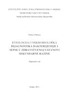prikaz prve stranice dokumenta Etiologija i mikrobiološka dijagnostika bakterijemije i sepse u zdravstvenoj ustanovi sekundarne razine