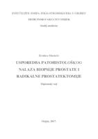 prikaz prve stranice dokumenta Usporedba patohistoloških nalaza biopsije prostate i radikalne prostatektomije u KBC Osijek
