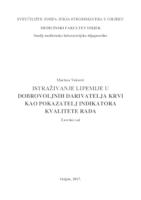 prikaz prve stranice dokumenta Istraživanje lipemije u dobrovoljnih darivatelja krvi kao pokazatelj indikatora kvalitete rada