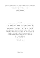 prikaz prve stranice dokumenta Vrijednost citohormonskog statusa detektiranog Papa testom kod žena s dokazanim adenokarcinomom tijela maternice