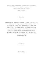 prikaz prve stranice dokumenta Procjepljenost djece i adolescenata a koji su liječeni ambulantnim ili stacionarnim putem na Kliničkome odjelu za dječju i adolescentnu psihijatriju u razdoblju od 2010. do 2014. godine.