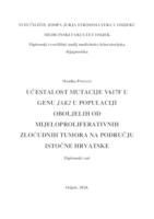 prikaz prve stranice dokumenta Učestalost mutacije V617F u genu JAK2 u populaciji oboljelih od mijeloproliferativnih zloćudnih tumora na području istočne Hrvatske