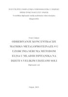 prikaz prve stranice dokumenta Određivanje koncentracije matriks metaloproteinaze-9 u uzorcima seruma metodom ELISA u mladih ispitanika na dijeti s velikim udjelom soli