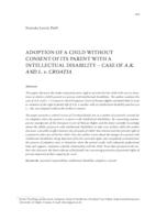 prikaz prve stranice dokumenta ADOPTION OF A CHILD WITHOUT CONSENT OF ITS PARENT WITH A INTELLECTUAL DISABILITY : CASE OF A.K. AND L. v. CROATIA