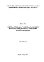 prikaz prve stranice dokumenta Sadržaj antocijana, polifenola, flavonoida i antioksidativna aktivnost u crnim vinima slovačkih vinogorja